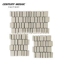 Centurymosaic Carrelage Mosaïque en Pierre Calcaire Blanche Effet Vieilli, Tuile Mosaïque en Pierre Naturelle Beige pour Sol, Mur, Cuisine, Salle de Bain
