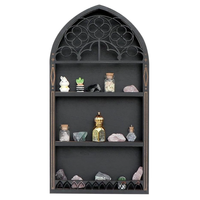 Offre Spéciale meubles de maison noir style gothique église fenêtre cristal étagère murale bois cristal étagère