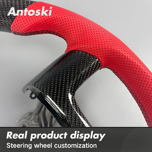 Intérieur de voiture de luxe pour H1 H3, volant personnalisé en cuir rouge de qualité supérieure, véritable fibre de carbone, support intelligent LED - Product Image 4