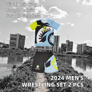 Ensemble de vêtements d'arts martiaux pour hommes personnalisé 2024, 2 pièces, t-shirts de lutte tricotés + shorts, sublimation intégrale, taille internationale - Product Image 2