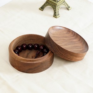 Black Walnut Round Jewelry Box Solid Wood <b>Ring</b> Box Earring <b>Storage</b> Rustic Style General Packaging Customizable Size YC-240409 - Product Image 2