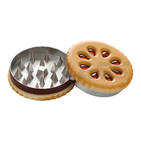 Moulin à épices manuel rond en métal zinc à 2 couches pour accessoires de fumage, design biscuit