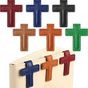 Marcapáginas de cuero PU <span class=keywords><strong>con</strong></span> Cruz religiosa reutilizable magnética <span class=keywords><strong>con</strong></span> colores personalizables Clip de doble cara para páginas de libros - Product Image 1