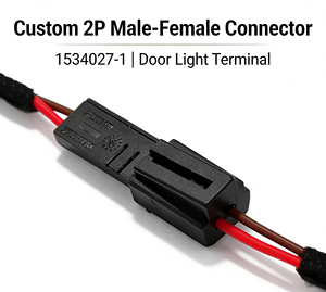 Câble de connecteur mâle-femelle personnalisé à 2 broches et 2 conducteurs 1534027-1, faisceau de câblage pour éclairage de porte de voiture, connexion Plug & Play - Product Image 2