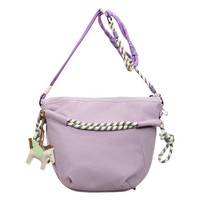 Tas Selempang Nylon dengan Tali Warna-warni dan Gantungan Kuda, Tas Kasual untuk Wanita