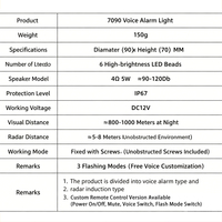 Avertisseur sonore de recul 12V-24V, klaxon d'avertissement, sirène, 6 sons, alarmes de recul, klaxons avec LED rouge pour voiture, bateau, camion