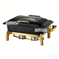 Chauffe-Plats Électrique Professionnel 6L 9L Noir et Or en Acier Inoxydable pour Buffet – Matériel de Restauration Hydraulique