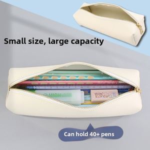 Estuche Minimalista de Cuero PU sin Cierre, de Gran Capacidad, Color Sólido, para Estudiantes de Primaria/Secundaria, Venta al Por Mayor - Product Image 3