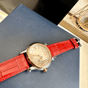 Women's Round Dial Quartz Watch with <b>Floating</b> Crystal Details and Embossed Leather Strap for Daily and Formal Wear Chopards - Product Image 5