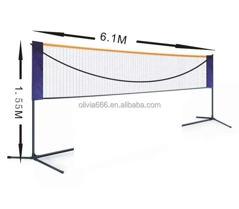 Factory OEM height adjustable and portable badminton tennis volleyball net stand with pole with carry bag Portable badminton ne