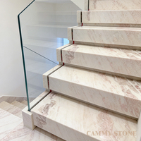 Escalier en marbre de luxe Cammy Stone, personnalisé, poli, en marbre Bianco Royal, pour projet de villa, cuisine, hall