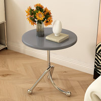 Mesa Auxiliar Moderna de Madera Maciza, Mesa de Centro Ecológica y Duradera, Mesa de Esquina para Sofá, Mesita de Noche Creativa para Dormitorio, Decorativa con Marco de Metal