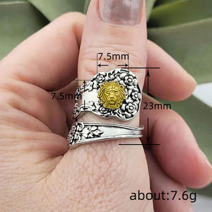 Anillo de Cóctel H345, Aleación Chapada en Oro de 18K, Diseño de Cabeza de León, Joyería de Moda Unisex, Regalo - Product Image 3