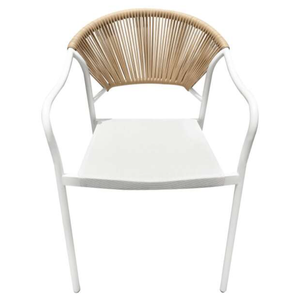 Mobilier de jardin empilable moderne en rotin PE corde d'osier chaises de salle à manger d'extérieur fauteuils pour cour d'hôtel - Product Image 2