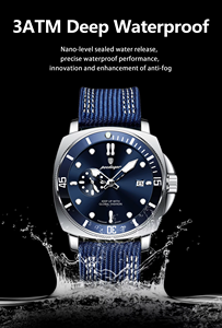 POEDAGAR 873 Luxury Sport Nylon Leather 44mm Round Dial Montre Homme Luminous Waterproof Men Quartz Watch - Product Image 4