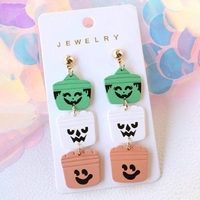 Boucles d'oreilles pendantes fantôme et chauve-souris en acrylique pour Halloween 2026, pentagramme coloré, tendance, pour femme, accessoire de mode, bijoux
