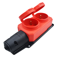 Prise de courant extérieure industrielle Schuko 2 voies, 16A, étanche IP54, anti-chute/anti-froid, 2 prises, conforme CE ROHS UE