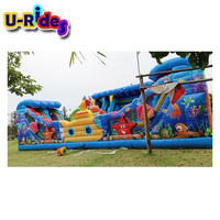 Parc gonflable multifonctionnel Funcity en PVC, thème océan, parc interactif amusant, taille et couleur personnalisables, utilisation intérieure et extérieure, 10-20 personnes