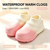 Pantoufles d'intérieur pour femmes, sabots à revers en maille, dégradé rose beige, plateforme, logo personnalisé, OEM ODM, vente en gros, faible MOQ