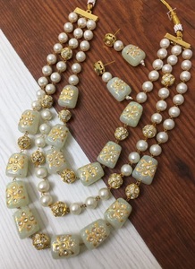 Luxury Pink Stone and Pearl Beaded Multi Layer <b>Necklace</b> Set for Women Elegant Bridal Wedding Jewelry <b>Statement</b> Choker <b>Necklace</b> - Product Image 5