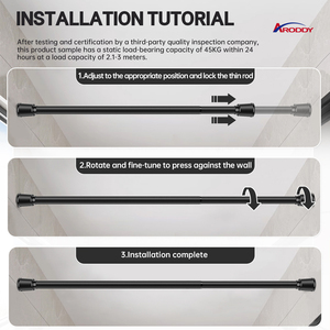 ARODDY-Tringles à rideaux en métal pour enfants, réglables, 1.1-1.9m - Product Image 4