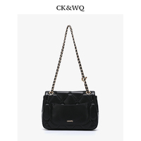 Sacs à bandoulière et sacs croisés minimalistes matelassés en PU avec logo en relief pour femmes &WQ, avec sangle à chaîne réglable