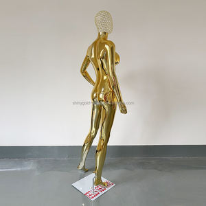 Vente en gros mannequin courbé chromé argenté pour femme à gros seins mannequin doré avec miroir grande taille avec tête creuse en métal - Product Image 5