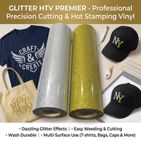 Vinilo Termotransferible Premium con Purpurina para Camisetas, Rollo de Vinilo HTV con Purpurina para Planchar, Película Termoadhesiva para Manualidades, Prendas de Vestir y Textiles, Fácil de Despegar