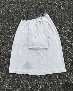 <b>White</b> Painted Splatter Vintage Washed grey acid washed effect Boxy Fit <b>Tshirt</b> Distressed Holes Oversized 100%Cotton Tee for Men - Product Image 3