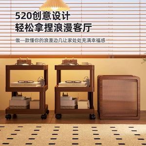Mesa de Noche de Estilo Vintage con Superficie de Madera, Estante Móvil, Mesita de Noche Multifuncional para Dormitorio - Product Image 4