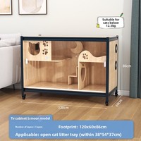 Moe Help Armoire d'intérieur de luxe en bois massif pour chats Nouveau style de vitrine TV Fermeture à boutons Grand espace pour chats et animaux de compagnie Meubles pour maisons