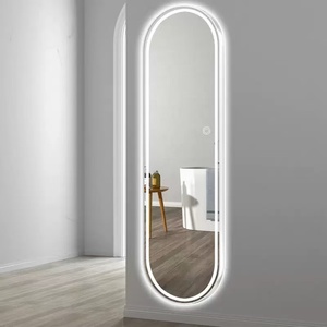 <span class=keywords><strong>Miroir</strong></span> de salle de bains intelligent avec écran tactile anti-buée pour <span class=keywords><strong>baignoire</strong></span> murale intelligente avec éclairage ovale de luxe à cadre gris à LED - Product Image 4