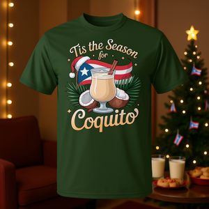 Camiseta navideña puertorriqueña de Coquito, para adultos, unisex, manga corta, cuello redondo, impresión digital - Product Image 3