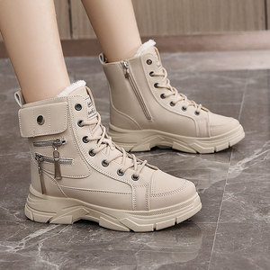 Nouveau modèle 2026 Bottes d'hiver pour femme, hauteur cheville, à lacets, imperméables, respirantes, à talon plat - Product Image 2