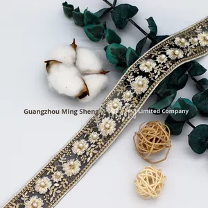 Passamaneria in Pizzo Floreale da 3,5 CM in Poliestere e Seta, Accessori <span class=keywords><strong>per</strong></span> <span class=keywords><strong>Abiti</strong></span> da Sposa Cinesi, Hanfu, Copricapo, Fai-da-Te, Ricamo con Perle e <span class=keywords><strong>Fiori</strong></span> in <span class=keywords><strong>Organza</strong></span> - Product Image 6