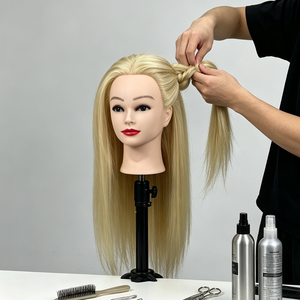 <span class=keywords><strong>Tête</strong></span> de Mannequin Femme pour Formation en Cosmétologie, Cheveux Synthétiques Non-Remy 24-26'' Style Lisse, Réaliste pour Tressage, Teinture <span class=keywords><strong>et</strong></span> Permanente - Product Image 3