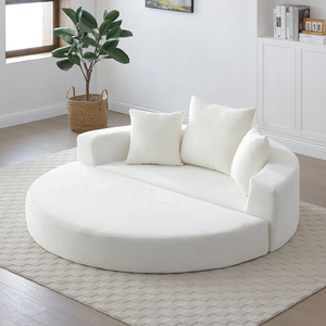 Modern Convertible <b>Sofa</b> Bed Set Adjustable Futon Square Shape Apartment Use Corduroy <b>Cover</b> No Assembly Required - Product Image 4