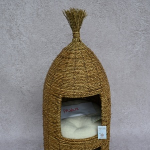 <span class=keywords><strong>Lit</strong></span> pour chat en corde d'herbe tressée à la main, double couche, artisanal, maison pour animaux <span class=keywords><strong>de</strong></span> compagnie, condo pour chaton en corde d'herbe faite à la main avec coussins - Product Image 3