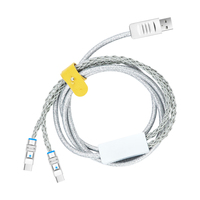 Câble de charge rapide 2-en-1 tressé USB vers Type C + 8 broches pour iPhone 16 15 14 13, câble de charge rapide PD 2-en-1 100W 27W, câble de données