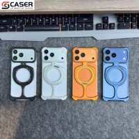 Étui de téléphone magnétique en métal en forme de trophée avec support rotatif à 360 degrés pour iPhone 14-17 Pro Max/Samsung S26 S25 Ultra