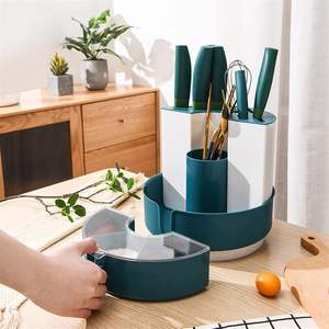 Porte-couteau rotatif multicouche avec pot d'assaisonnement Rack <span class=keywords><strong>de</strong></span> <span class=keywords><strong>rangement</strong></span> pour vaisselle <span class=keywords><strong>de</strong></span> cuisine <span class=keywords><strong>Étagère</strong></span> d'organisation - Product Image 5
