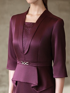 Robe élégante en satin, longueur genou, col en V, ornée de perles, taille L-5XL, robe de soirée formelle, robe de <span class=keywords><strong>mariage</strong></span>, <span class=keywords><strong>tenue</strong></span> <span class=keywords><strong>pour</strong></span> la mère de la mariée - Product Image 5