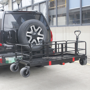 500lbs pliable voiture Camping voyage monté <span class=keywords><strong>à</strong></span> l'arrière voiture attelage panier <span class=keywords><strong>à</strong></span> bagages transporteur de marchandises avec quatre roues chariot portable - Product Image 6