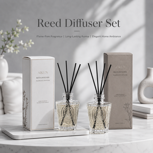 AIKUN Custom Luxury Private Label Strong Scent Minimalist Glass <b>Reed</b> <b>Diffuser</b> Gift Set <b>for</b> Living Room Decoration - Product Image 1