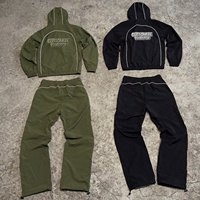 Survêtement streetwear pour homme grande taille, design personnalisé, veste coupe-vent et pantalon 100% nylon, vêtements de sport