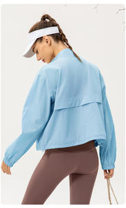 Спортивная ветровка Женская свободная повседневная одежда для йоги на молнии с воротником-стойкой для бега и фитнеса - Product Image 2