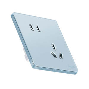 Panneau de prise et interrupteur ultra-fin en verre bleu nuage Delixi 898, alimentation murale intelligente pour la maison, un interrupteur cinq trous - Product Image 1