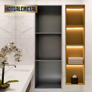 Niche de douche moderne noire à double étagère, encastrée, carrée, prête pour carrelage, étanche, organisateur de salle de bain - Product Image 2