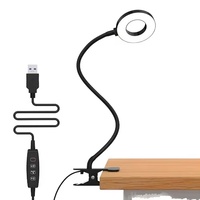 Lampe de table LED avec 3 modes de couleur, 10 niveaux de luminosité, petite lampe de lecture à pince pour la lecture nocturne, la lecture au lit ou le salon