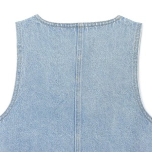 NOVEDAD DE VERANO 2025, Estilo Europeo Americano, cuello en V, sin mangas, cintura ceñida, chaleco vaquero sencillo, traje vaquero informal de pierna ancha para <span class=keywords><strong>mujer</strong></span> - Product Image 5